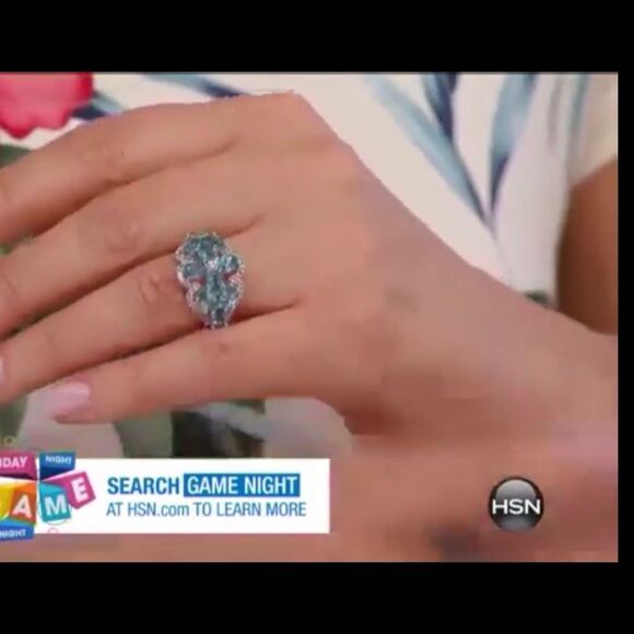 Blue Zircon & White Topaz Flower Ring Sterling Silver Sz 9   7.01ct - Picture 10 of 10